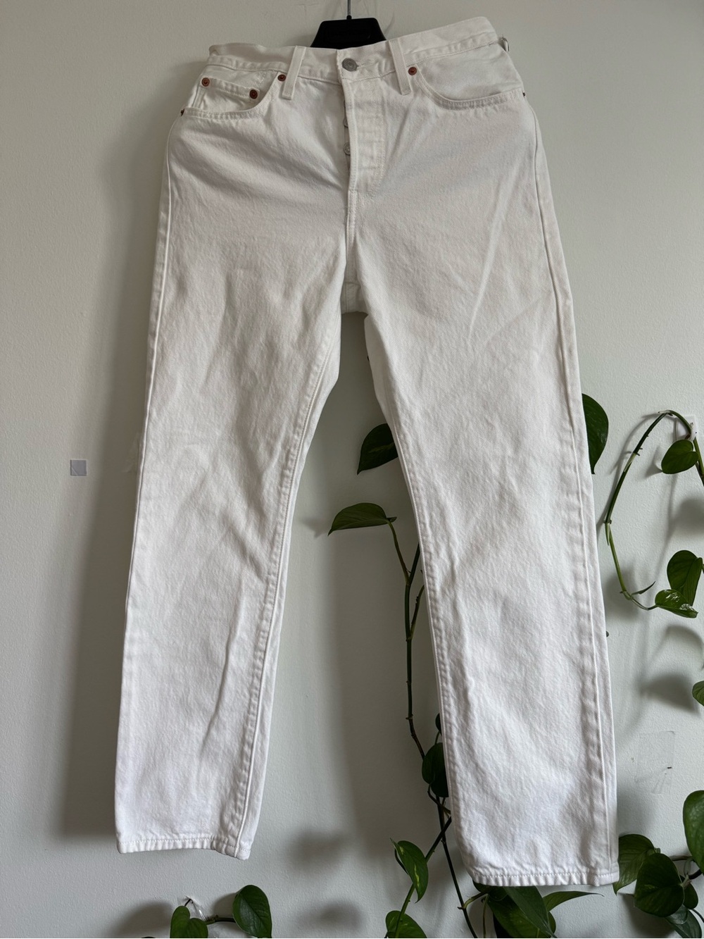 Levi's White 501 Branded Denim Label Detail